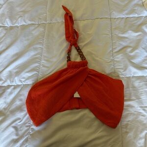 SHEIN Orange Halter Crop Top